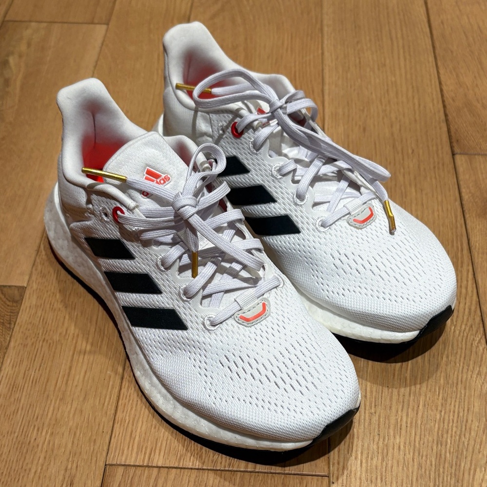 Adidas PureBoost White and Black Athletic Shoes
